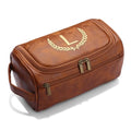 OXYEFEI Personalized Toiletry Bag for Men,Personalized Gifts for Men,Engraved Initial PU Leather Mens Toiletry Travel Shaving Travel Essentials Toiletries Bag for Him Birthday (L, Light Brown) - color: Light Brown, style: L
