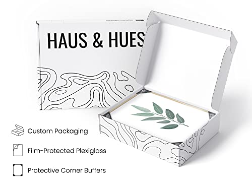 HAUS AND HUES Framed Botanical Wall Art - Set of 4 Tropical Leaf Prints, Sage Green Plant Wall Decor, Minimalist Leaves Art (Beige Frame, 8x10) - color: Green Plants, size: 8x10, style: Beige Framed