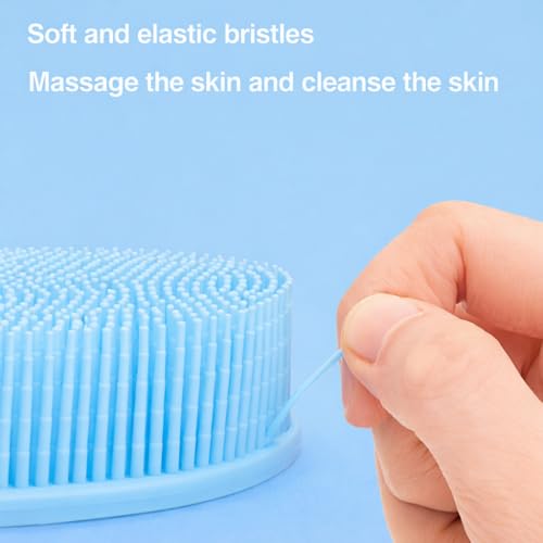 All-in-One Exfoliating Shower Brush – Gentle Silicone Loofah for Sensitive Skin with Dual-Purpose Scalp Massage for Spa-Quality Showers Daily (1pck) (Blue) - color: Blue