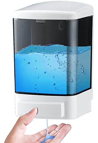 Manual Soap Dispenser 33.8oz / 1000ml Kitchen Bathroom Wall Mounted Commercial Soap Dispenser for Liquid Containers Shampoo Gel Chamber Hotel Restaurant - color: White&black