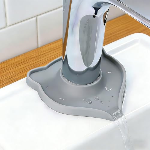 Compact Silicone Kitchen Sink Faucet Splash Proof Mat, Tap Water Diversion Splash Guard Drain Pad(Light Grey,2PCS) - color: LightGreyx2