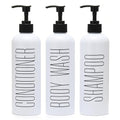 HOMCDALY Shampoo and Conditioner Dispenser, 16oz 3-Pack Refillable Pump Bottles, Shampoo Conditioner Body Wash Dispensers Bottles, Bathroom Shampoo Dispenser Set(White - color: White&black Pump
