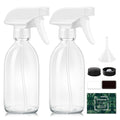 Tecohouse Glass Spray Bottle 8 oz, Clear Small Empty Refillable Sprayer Container with Labels, Funnel, Lids, Graduated Pipettes - Handheld Size - color: Clear White Lids