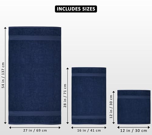 Utopia Towels 8 Piece Luxury Towel Set – Majestic Plush, Super Absorbent & Quicker-to-Dry, Thick 100% Ring Spun Cotton Towels for Bathroom, Spa & Hotel – 2 Bath, 2 Hand, 4 Washcloths, Navy Blue - color: Navy, size: 8 Pieces Towel Set