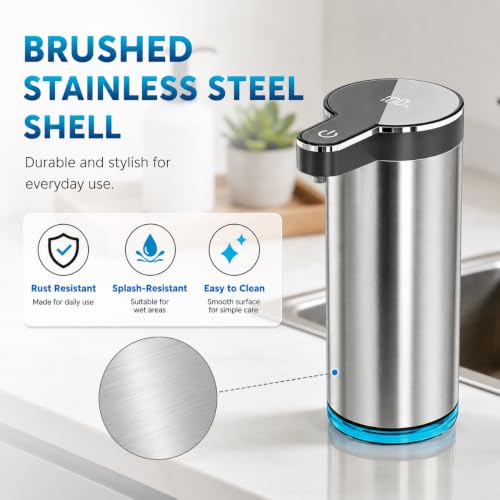 Automatic Liquid Soap Dispenser, Touchless Rechargeable Soap Dispenser for Kitchen & Bathroom, Stainless Steel, 4 Adjustable Foam Levels, USB-C, Waterproof, 12oz/350ml(Stainless Steel Liquid) - color: St-01 Liquid Gray