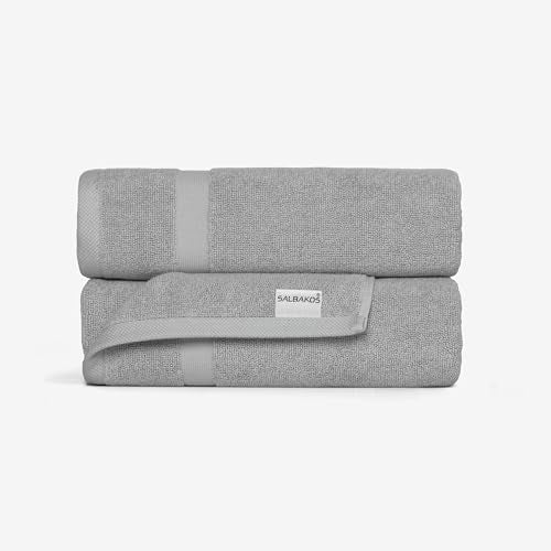 SALBAKOS 100% Turkish Cotton Bath Mat Set 2-Piece - 20x34 inch, Hotel & Spa Collection, Soft, Absorbent, Long Lasting, Durable Bathroom Rugs | Made in Turkey (Silver, 2 Bath Mats) - color: Silver, size: 2 Bath Mats