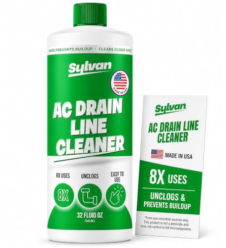 AC Drain Line Cleaner 32 Oz | 12 Month Supply | Made in USA | Universal Compatibility | Removes Clogs and Buildup from HVAC Condensate Lines | Air Conditioner Unclogger - size: 1x 32 Oz + Drain Snake
