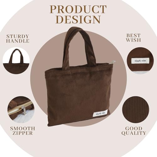 Wudygirl Makeup Bag Travel Cosmetic Bag for Women Small Makeup Pouch with Handle Zipper Cosmetic Pouch Handbag Aesthetic 8.3" x 6.7"(Coffee) - color: Coffee