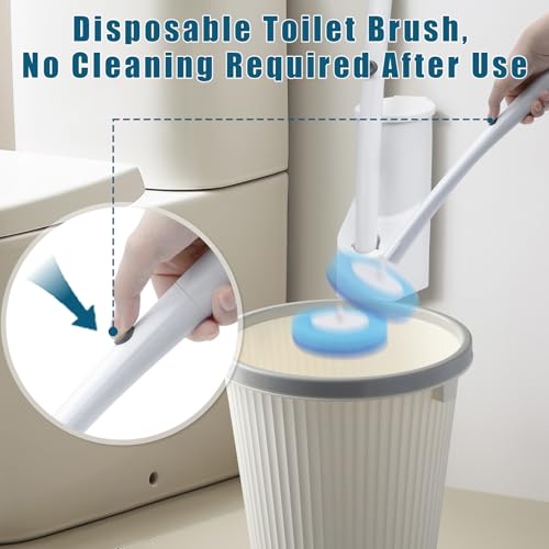 Swingers Disposable Toilet Brush,Toilet Bowl Cleaners,Toilet Cleaning Supplies,Toilet Brush and Holder Set with Cleaner Refills for Toilet Bowl Cleaners,Bathroom Cleaning, Bathtub (White, 2 Pack)