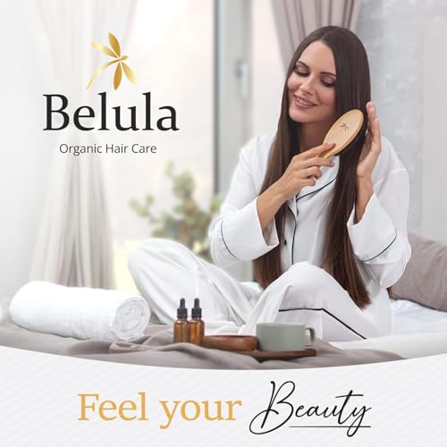 Belula 100% Boar Bristle Hair Brush Set (Medium). Soft Natural Bristles for Thin and Fine Hair. Restore Shine And Texture. Wooden Comb, Travel Bag and Spa Headband Included! - size: Medium