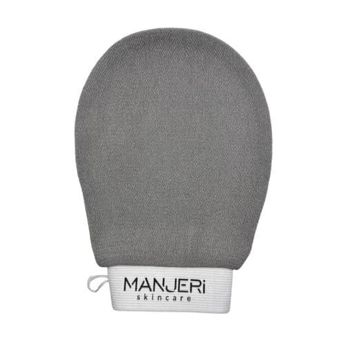 Kessa Natural Exfoliating Mitt (Single Pack) – Body Scrub Glove for Bath, Shower & Hammam Spa – Deep Exfoliation Scrubber, Dead Skin Remover, Improves Circulation, Grey