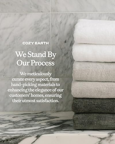 Cozy Earth Ribbed Hand Towel Set - 60% Cotton 40% Viscose from Bamboo Hand Towels - Soft & Absorbent Textured Ribbed Pattern - 2 Pack White - color: White, size: Hand Towel