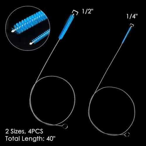 40 Inches Brush Cleaner for Cleaning Straw, Kegerator, Feeding Tube, Siphon Hose, Sunroof Drain, Refrigerator Drain, 4PCS (Blue) - color: 3-blue
