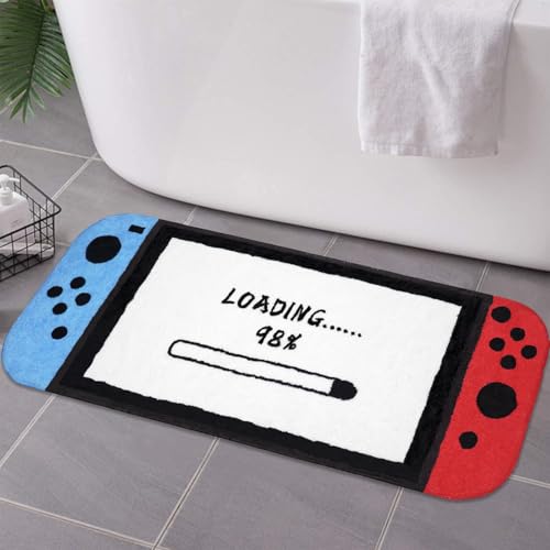 Gaming Bath Mat, Gamer Bath Rugs Non-Slip Absorbent PlayStation Rug Video Game Rug for Bathroom Floor Tub Kids Bathroom Rugs - color: Blue-white-red