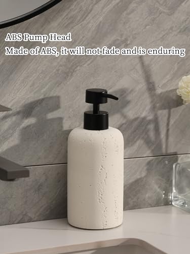 Soap Dispensers 400mL 13.5 OZ, 2 PCS Luxurious Hand Dish Lotion Shampoo Soap Dispenser Jar, Travertine Soap Pump Bottles for Kitchen Bathroom Countertop (Cream) - color: Cream