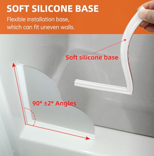 Seamless Shower Corner Water Guard, Large Size Tub Shower Water Guard, Shower Splash Guards,Bathtub Splash Guard Self-Adhesive Tub Guards to Keep Water in Tub (2pcs)