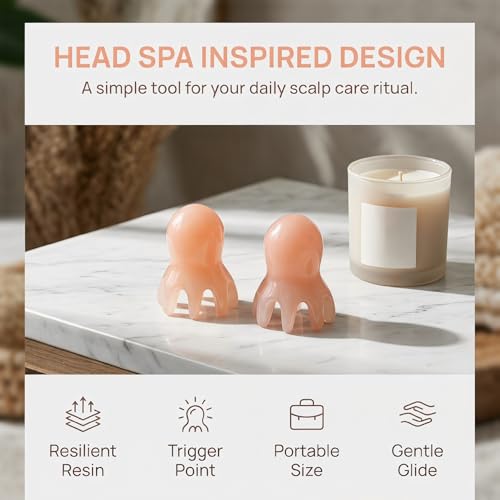 NIIIYTYB 2Pcs Head Massage Tool Scalp Massager Scraper for Deep Relaxation Acupressure Japanese Spa Hair Care Supplies Octopus Scalp Massager Home Office Travel Light Pink - color: Light Pink