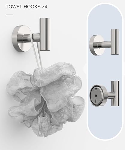 12 Pcs Brushed Nickel Bathroom Accessories Set, HOMEMYSTIQUE SUS304 Stainless Steel Bathroom Hardware Set, Bath Towel Bar Set, Toilet Paper Holders, Towel Rings Racks, Robe Towel Hooks - color: Brushed Nickel, size: 12 Pieces