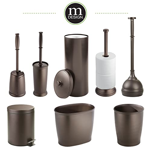 mDesign Toilet Bowl Brush and Holder - Covered Bathroom Toilet Brush - Standing Toilet Bowl Scrubber in Modern Holder - Compact, Space Saving, Deep Cleaning Brush for Toilet - Hyde Collection - Bronze - color: Bronze