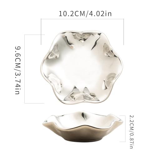 Ceramic Lotus Leaf Trinket Dish, Ring Holder for Jewelry | Keeps earrings, necklaces, keys, and keepsakes handy on vanities or nightstands, a sweet gift for moms, sisters, and friends - color: Electroplated silver