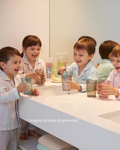 4 Pack Bathroom Tumbler Toothbrush Cups, Unbreakable Toothbrush Holders, Reusable Drinking Cups, Plastic Mouthwash Cup, Stackable Bathroom Brushing Cup 300ml(Red, Purple, Blue, Grey)