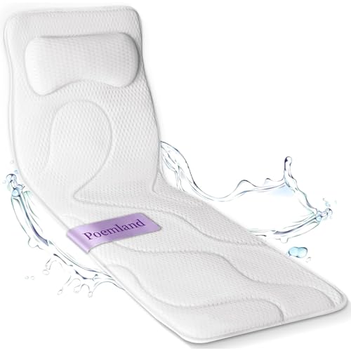 Full Body Bath Pillow for Tub, Luxury Bathtub Pillow for Full Back, Head and Neck Support, Quick Dry Bath Cushion, 168 Suction Cups, Bathtub Accessories for Gift