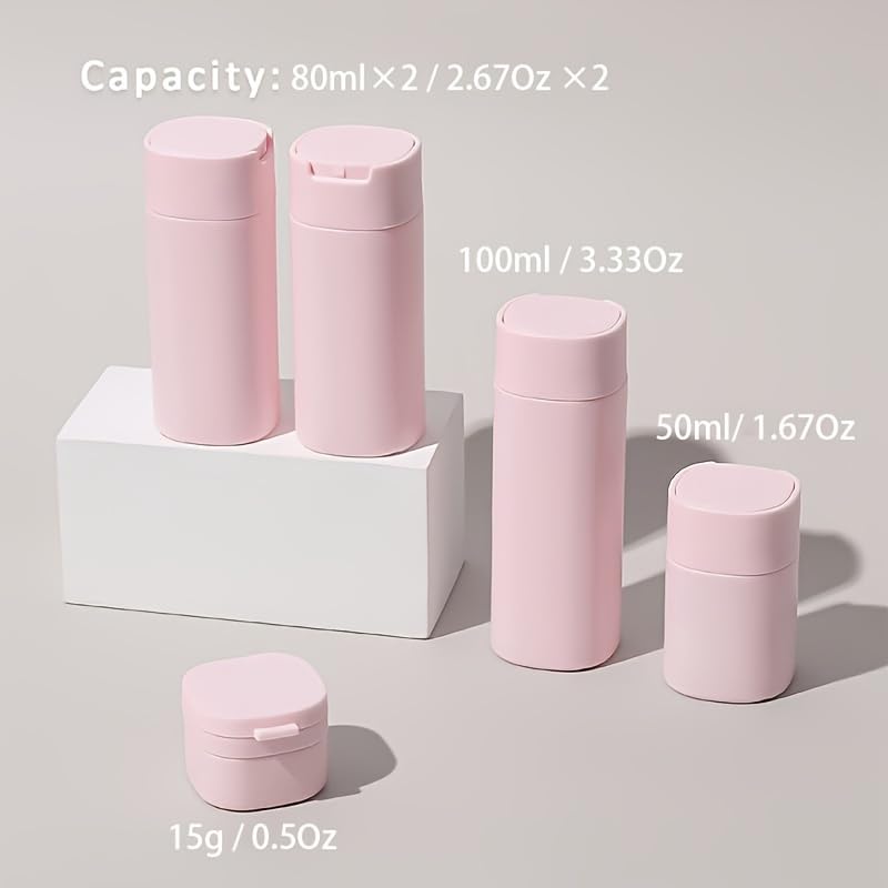 5pcs Travel Cream Dispenser Bottles Set Travel Bottles Toiletry Containers Set, TSA Approved, Travel Essentials - color: Beige