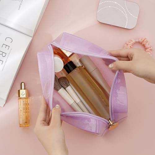 PVC Jelly Travel Makeup Bag,Waterproof Cosmetic Bag/Case with Zipper, Toiletry SPF Bag for Sunscreen, Skincare, and Daily Essentials (01 Ballet Pink) - color: 01Ballet Pink