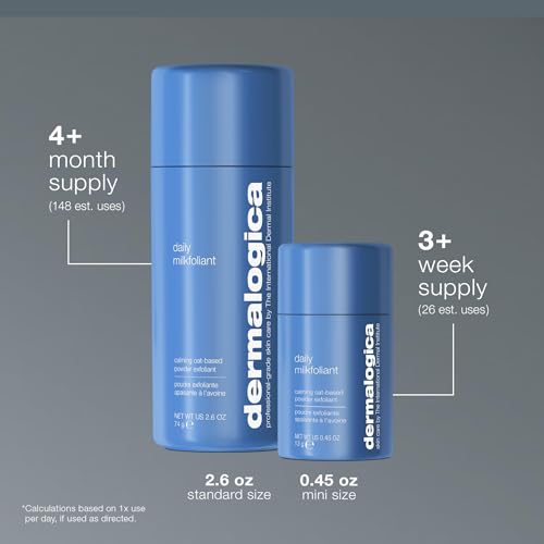 Dermalogica Daily Milkfoliant, Face Exfoliator, Powder Scrub Exfoliant with AHA and BHA - Calming, Polishing and Hydrating Skin, Oat-Based, Vegan Product - size: 2.6 Ounce (Pack of 1)