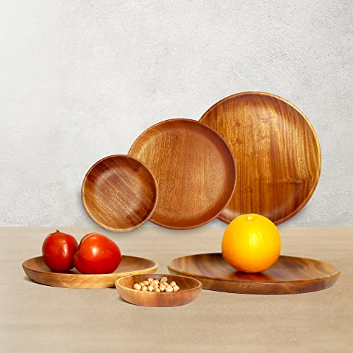 VieWood Round Wood Plates Charger, Wooden dinnerware set of 3 for dishes snack, dessert or occasions (4.7in, 7.9in and 10in) - color: Round Wood Plates (Set of 3)