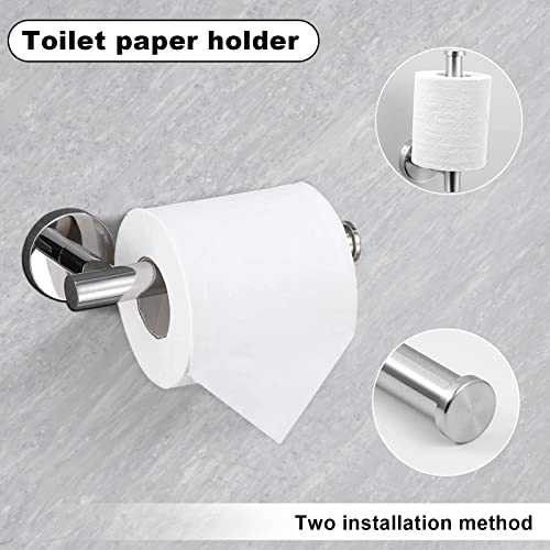 10Pcs Bath Tower Set, Includes 23.6 inch & 16 inch Towel Bars, Hooks, Rings & Toilet Paper Holder - Brushed Nickel - color: Brushed Silver, size: 24-16inch