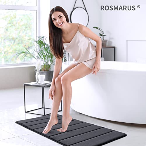 ROSMARUS Memory Foam Bath Mat 20' x 32', Water Absorbent Shower Mat, Thick Non Slip Bath Rugs with PVC Backing, Ultra Soft Bathroom Rugs for Floor & Tub, Charcoal Gray - color: Charcoal Gray, size: 20" x 32" (Rectangular)