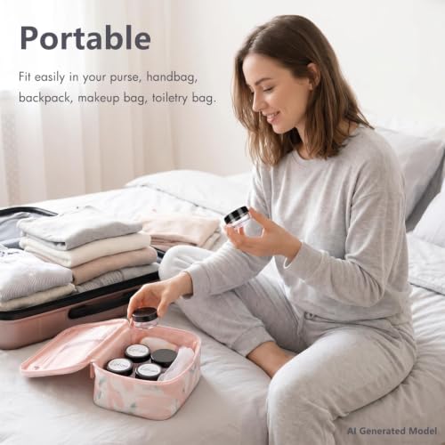 3 Gram Sample Jars with Lids, 25 Count Mini Cosmetic Containers - Makeup Travel Containers with Labels, Tiny Disposable Spatulas - color: Black