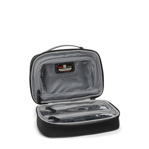 TUMI - Alpha Split Travel Kit - Compact Toiletry Bag for Men & Women - Features Removable Leather Handle & Clear Windows - Black - color: Black