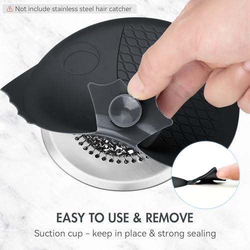 TRAPMATE Tub Stopper Bathtub Drain, Patented 5.9" Silicone Drain Plug Cover for Shower, Bath, Kitchen Sink, 3 Pack, Black - color: Black