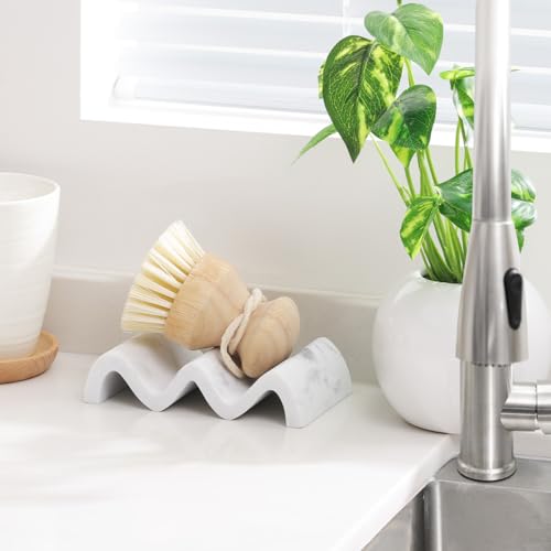 Luxspire Soap Dish, Marble Soap Dish, Self-draining Tray, Soap Holder Saver for Shower, Bathroom, Sink, Kitchen and Countertop, Gravel White - color: Gravel White