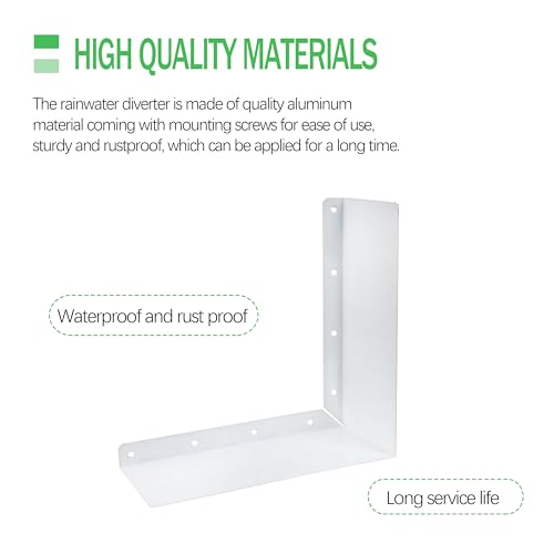 4 Pcs Gutter Valley Splash Guards Downspout Roof Rain Diverter White Gutter Valley Splash Guards with 32 Screws, Suitable for Corners of Residential Roofs (Foldable)