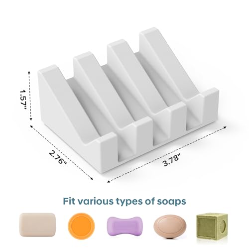 Soap Dishes with Suction Cups, Silicone Soap Holder & Saver with Drainage, Bar Soap Holder for Shower for Bathroom, Kitchen, Bathtub, Easy to Clean, Keep Soap Dry, Extend Soap Life(Beige) - color: Beige