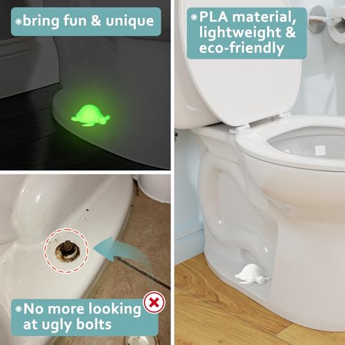 Sea Turtle Toilet Bolt Covers, Glow in The Dark, 2 Pcs, Decorative Set | Bolt Hole 1.35'', Hides Rusty Floor Bolts, Fun Bathroom Decor, Glows Green in the Dark - style: Sea Turtle