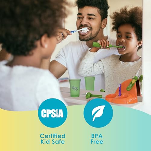 Brusheez Kids’ Electric Toothbrush Set - Safe & Effective for Ages 3+ - Parent Tested & Approved with Gentle Bristles, 2 Brush Heads, Rinse Cup, 2-Minute Timer, & Storage Base (Pepper the Dino) - color: Pepper the Dino
