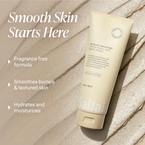 Saltair KP Body Scrub. 10% Glycolic Acid Treatment with Volcanic Sand and Plant Moisturizers. Fragrance-Free Physical Chemical Exfoliator. Exfoliating Body Scrubber for Rough Bumpy Skin, 10oz. - style: 10% Glycolic Acid Strength