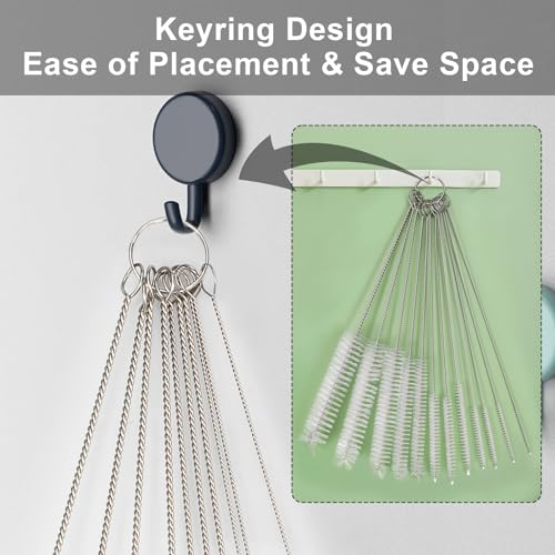 Ixiaoyoo 12 Pcs Bottle Cleaner Brushes Set, 11.8 Inch Nylon Cleaning Brush | White Straw Cleaner Brushes for Tumbler, Sippy Cup, Water Bottles, Hummingbird Feeders, Pipes, Sink Drain & Pet Waterers - color: 11.8 Inch White Cleaning Brushes