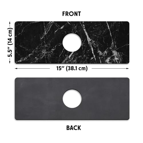 WIRESTER Super Absorbent, Fast Drying Kitchen Sink Splash Guard Faucet Mat, Sink Mat Behind Faucet Drip Catcher, Sink Gadget for Kitchen, Bathroom (15 x 5.5 Inch) - Cloudy Black Marble - color: Cloudy Black Marble