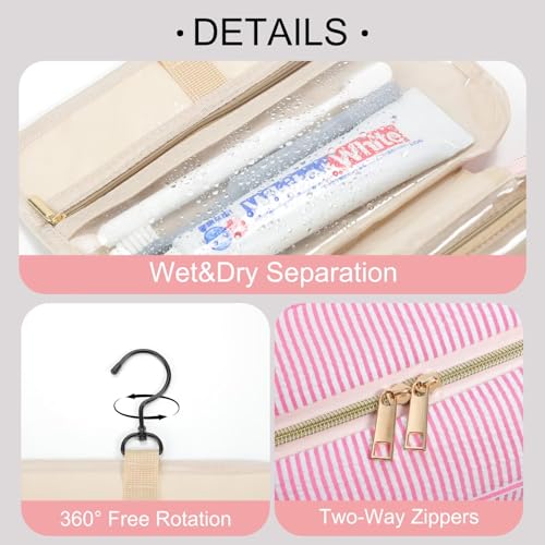 TOPEAST Gifts for Friends - Friendship Gifts for Women, Travel Toiletry Bag for Women, Hanging Toiletry Bag, Monogrammed Initial Toiletry Pouch Makeup Bag - Letter F, Pink - color: Pink, style: F