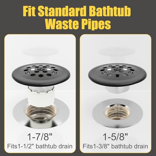 Trip Lever Tub Drain Kit, Bathtub Drains Stopper Replacement Set with Trip Lever Overflow Faceplate, Strainer, No Putty Gasket and Matching Screws (Matte Black) - color: Black Kits