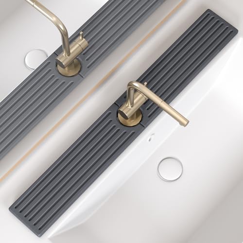 Fast Drying Kitchen Sink Splash Guard, Durable Stone Kitchen Faucet Mat, Water Absorbing Stone Tray for Sink, Diatomite Faucet Mat for Kitchen Sink, Stone Drying Mat for Kitchen and Bathroom Counter - color: Dark Gray Style 1, size: 30" x 4"