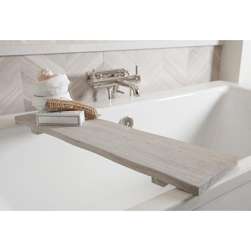 Bella Sleep + Spa Bathtub Tray Paulownia Wood Bath Board, 32-Inches, Grey - color: Gray