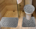 All American Collection 3PC Memory Foam Bath Mats Soft Plush Crown Design Anti-Slip Shower Bathroom Contour Toilet Lid Cover Rugs (Grey) - color: Grey