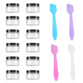 12 Pcs 15ml/0.5oz Small Travel Containers, 4 Pcs Makeup Spatula, Clear Plastic Cosmetic Jar Refillable Roun for Lotion Cream Products Sample Bottles, Plastic with Screw on Lid Container (Black) - color: black