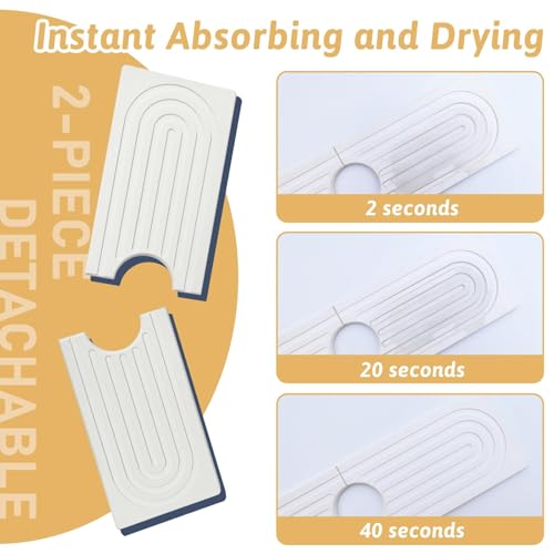 Faucet Mat for Kitchen Sink, 18" Wide Diatomite Fast Drying Stone Tray, Super Absorbent, Prevents Moisture Buildup, Faucet Water Splash Guard for Bathroom Counter, Sink Protector Gift for Mom, White - size: 18" x 5"
